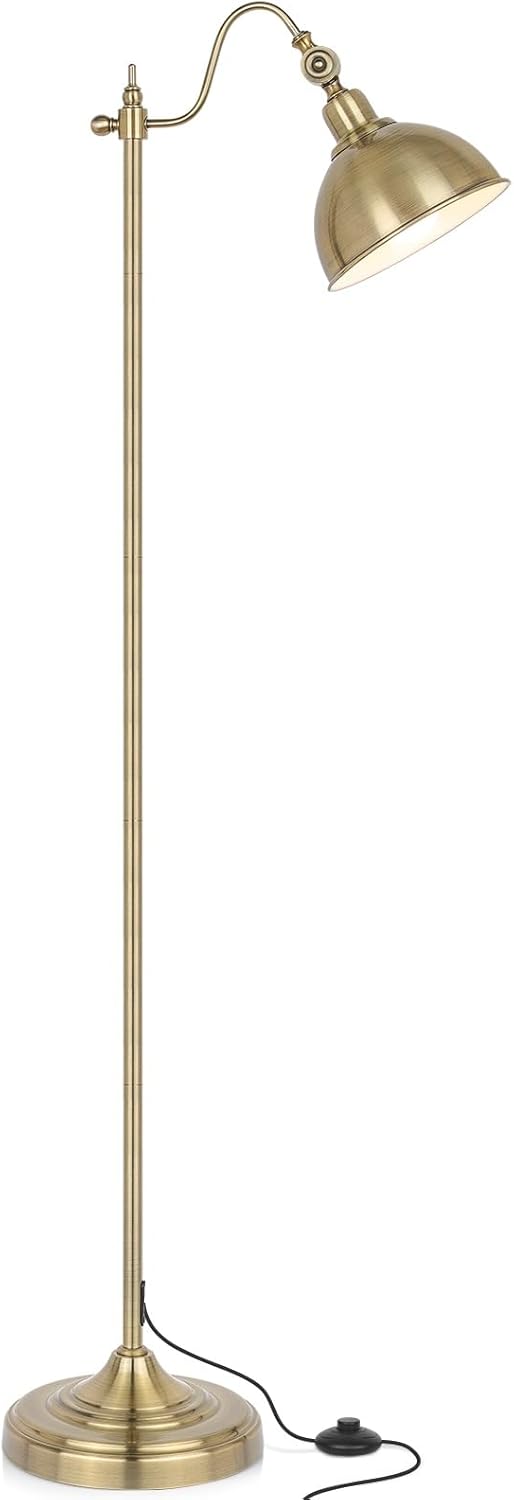 Mlambert Industrial Floor Lamp,63 LED Floor Lamp with LED Bulb,Adjustable Metal Head,Foot Switch,Tall Lamp for Livingroom,Bedroom,Corner Lamp- Brass