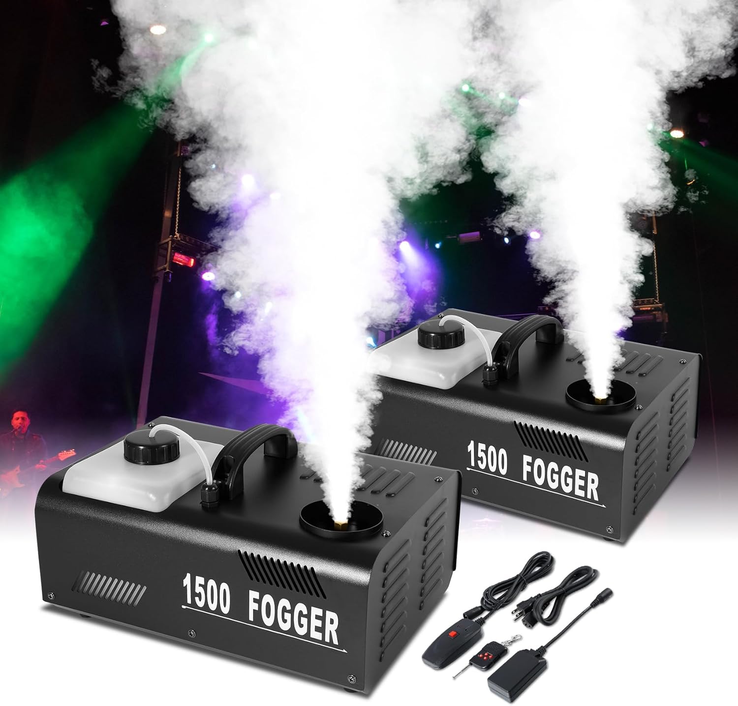 TCFUNDY 1500W Fog Machine 2PCS Vertical Smoke Machine Stage Fogger with Remote control for Halloween Wedding Disco Club Christmas Party DJ Performance