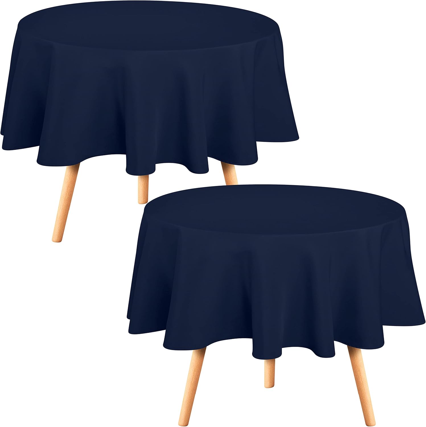 Utopia Kitchen Round Table Cloth 2 Pack [70 Inches, Navy] Tablecloth Machine Washable Fabric Polyester Table Cover for Dining, Buffet Parties, Picnic, Events, Weddings and Restaurants