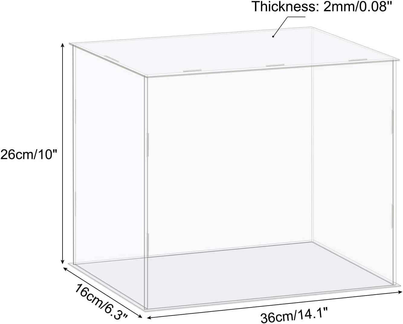 MECCANIXITY Acrylic Display Case Box Clear Dustproof Protection Showcase 14.1x6.3x10 Inch for Collectibles Display