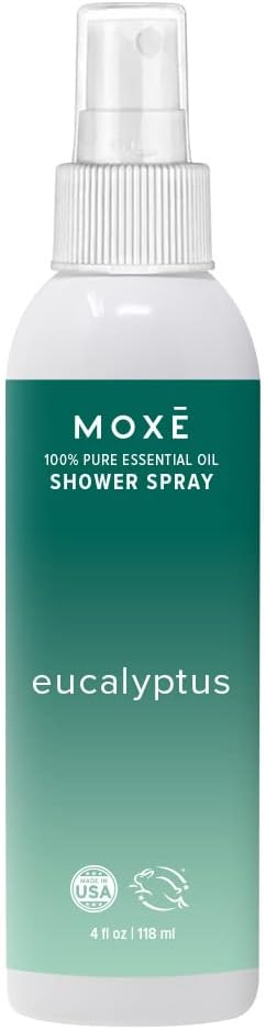 MOXE Eucalyptus Oil Shower Mist, Spa Steam Spray, Certified Natural 100% Essential Oils, Made in USA, Aromatherapy, Sinus Congestion Relief, Tension Relief (4oz)