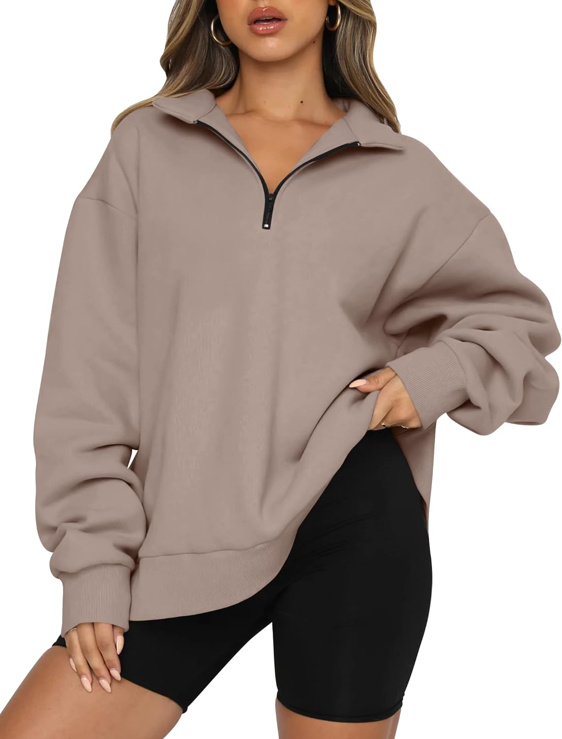 AUTOMET Womens Oversized Sweatshirts Hoodies Half Quarter Zip Pullover Long Sleeve Sweaters Teen Girls Fall Y2K Clothes