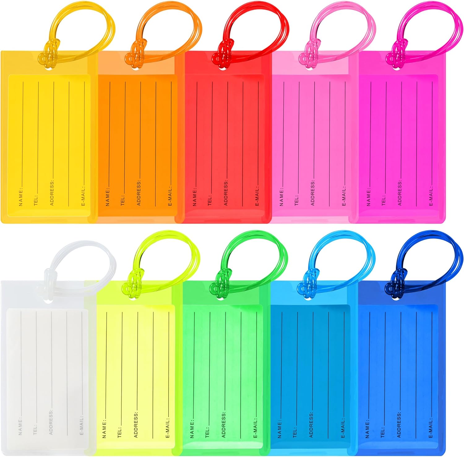 10 Pack Luggage Tags Suitcases PVC Travel Bag & Baggage ID Label Tags Travel Essentials by Sodsay (Mixed Colors)