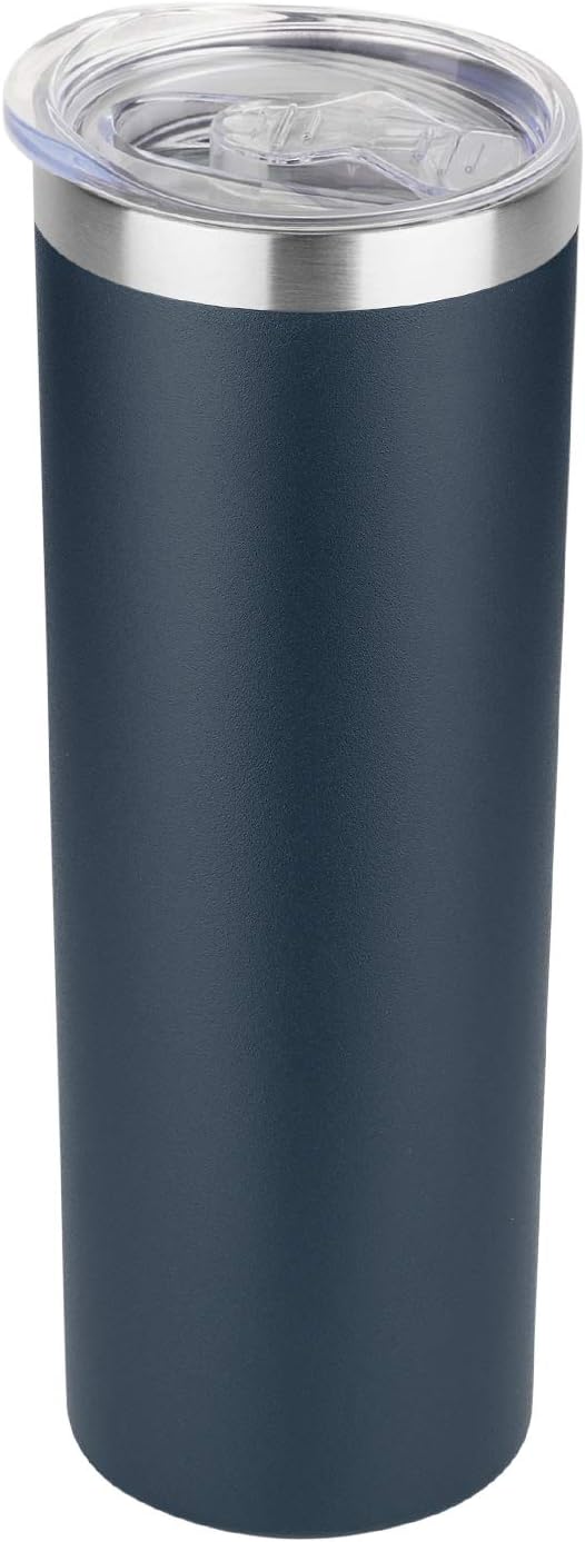 HASLE OUTFITTERS 20 oz Skinny Tumbler, Stainless Steel Insulated Slim Tumbler with Lid, Reusable Double Wall Travel Coffee Mug, Durable Powder Coated Travel Water Cup(Navy, 1)