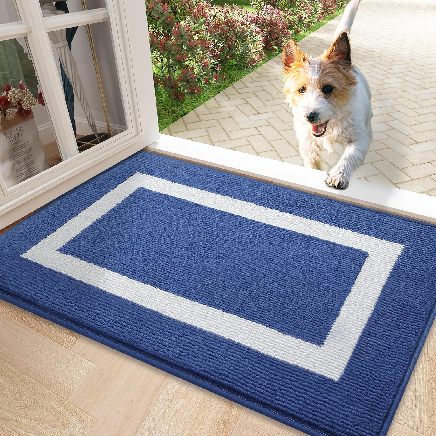 OLANLY Indoor Door Mat, 32x20, Non-Slip Absorbent Resist Dirt Entrance Mat, Washable Low-Profile Inside Entry Doormats for Entryway, Navy