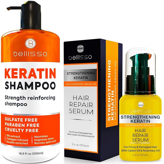 BELLISSO Keratin Enriched Shampoo and Keratin Hair Serum