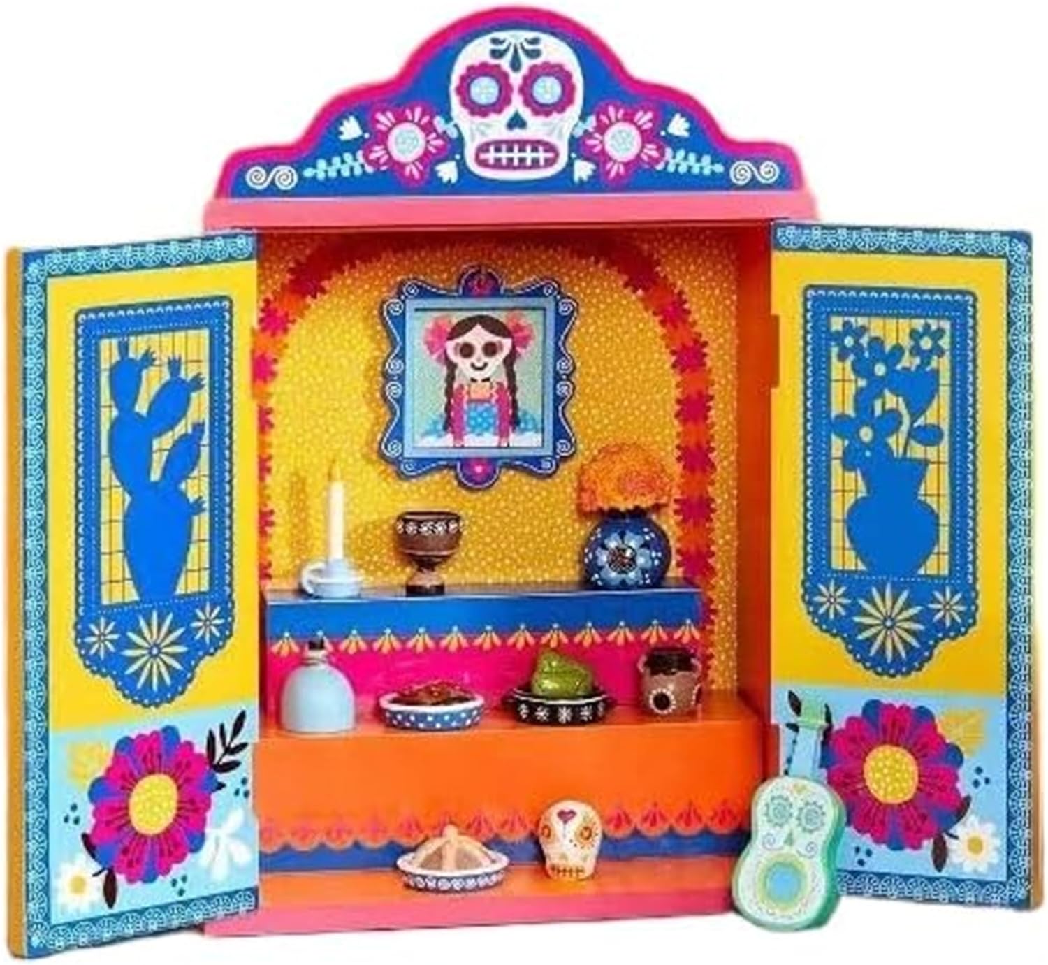 Dia De Los Muertos Altar Ofrenda Wooden Box Kit, 2024 New Day of The Dead Decorations, Halloween Party Supplies, Altar Ofrenda Supplies