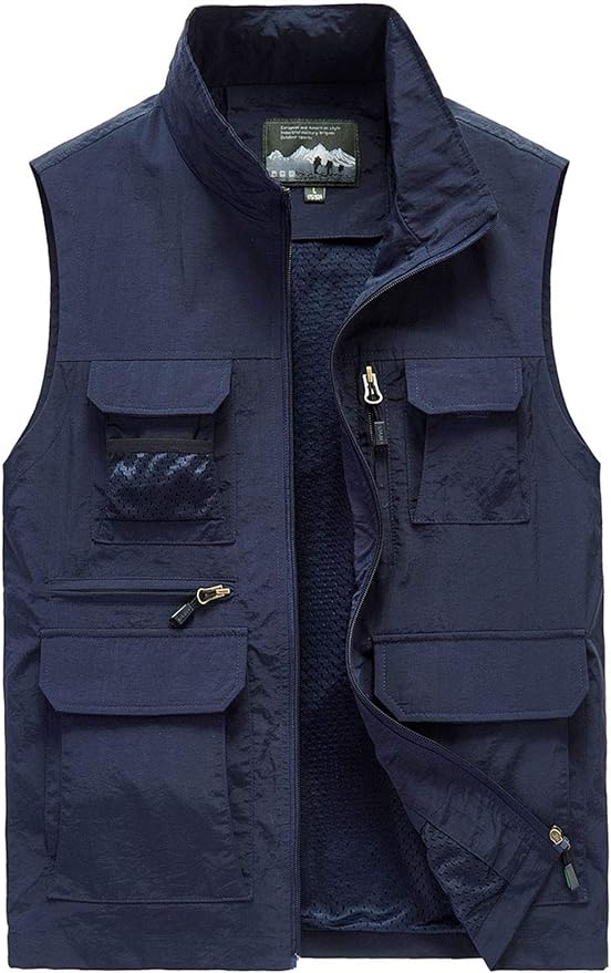 Flygo Mens Summer Casual Lightweight Outdoor Work Fishing Photo Travel Utility Vest with Pockets