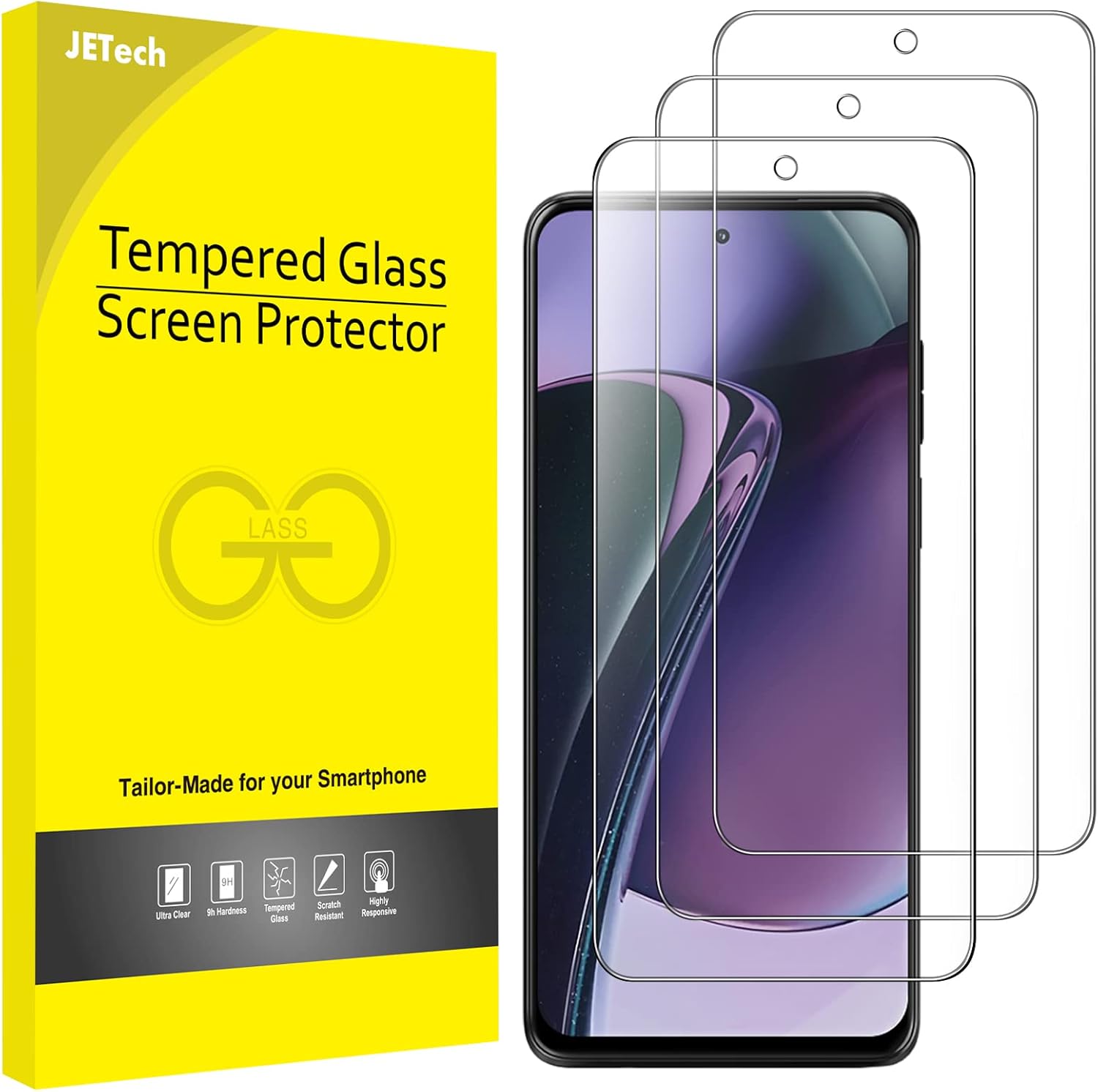 JETech Screen Protector for Motorola Moto G Stylus 2023 4G/5G (Not Fit for 2022/2021/2020 Version), 9H Tempered Glass Film, Anti-Scratch, HD Clear, 3-Pack