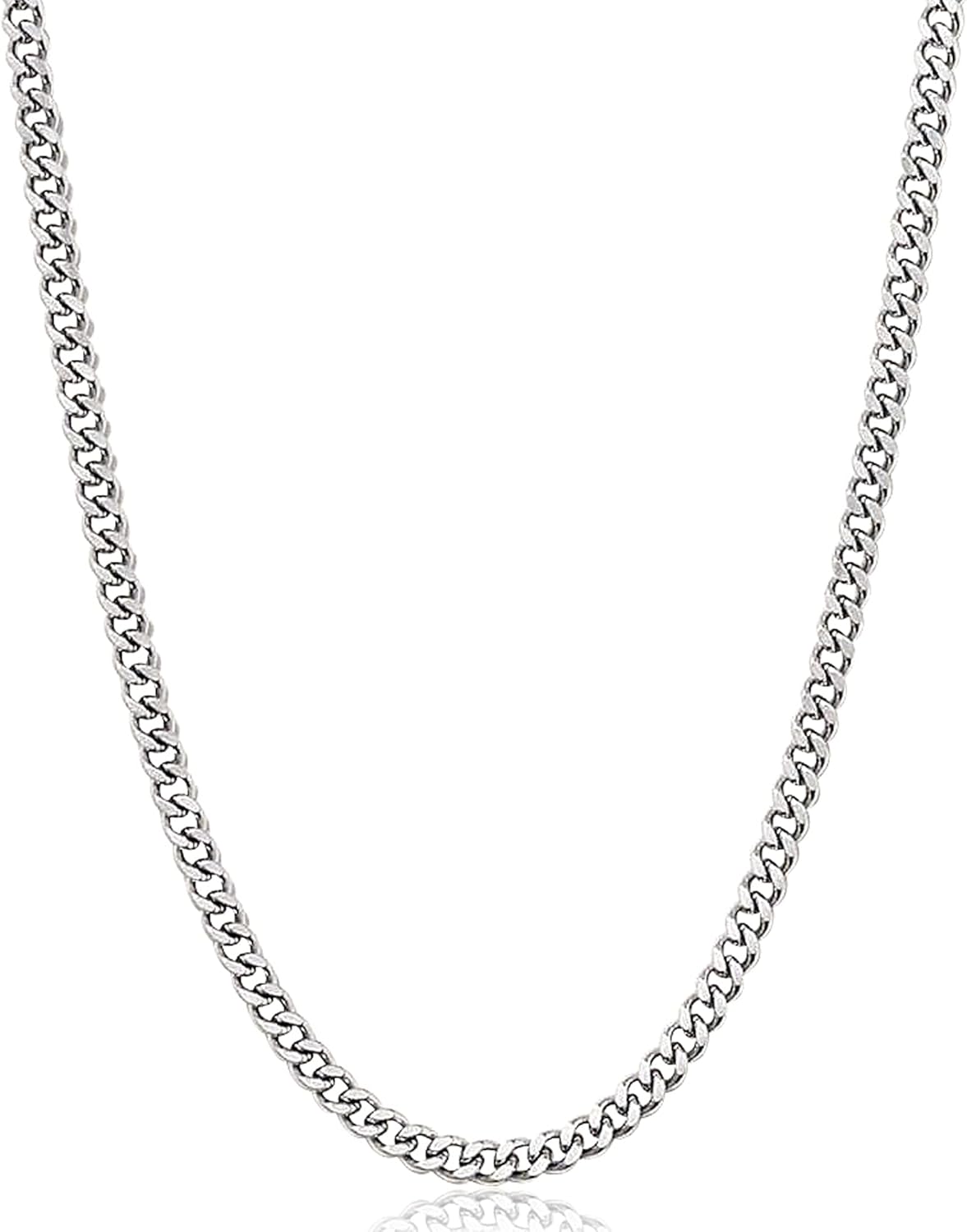 Fiusem 5mm Silver Tone/Gold Cuban Link Chain for Men, Mens Chain Necklaces, Stainless Steel Chain Necklaces for Men Women, 3.5/4/5mm
