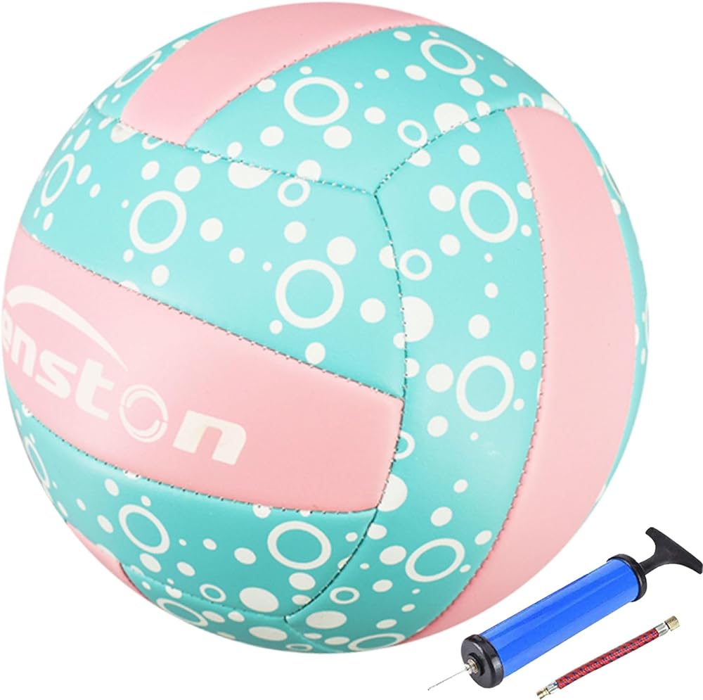 Senston Glow in The Dark Volleyball Size 5, Glowing Leather Volleyball -Gift for Kids, Men, Women Indoor Outdoor Night Volleyball with Pump