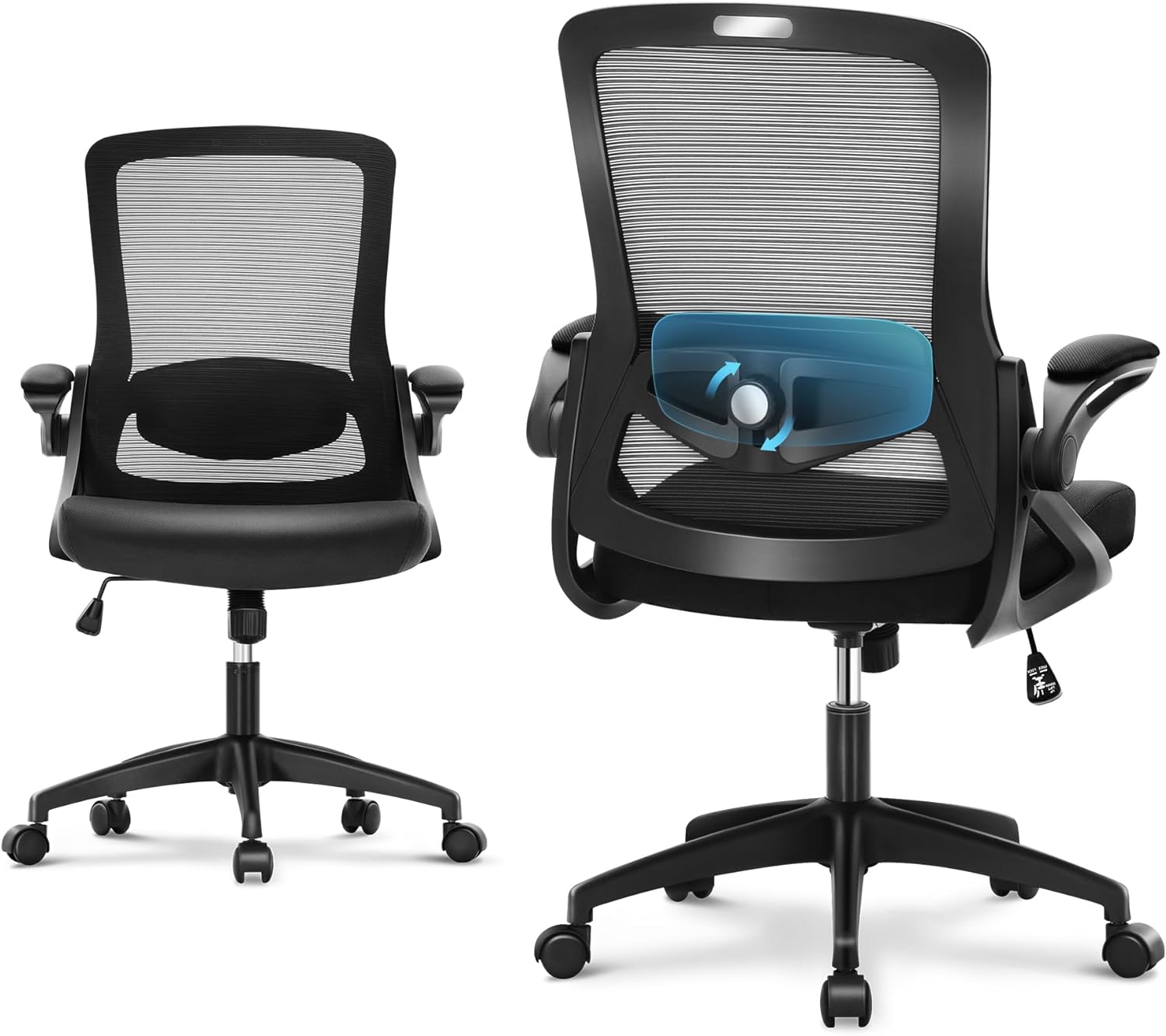 MAISON ARTS Ergonomic Office Desk Chair, Breathable Mesh Computer Chair with Adjustable Lumbar Support and Flip up Armrests, Comfortable Task/Executive Chair for Home Office