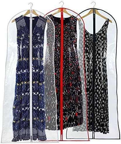 Hangerworld 6 Clear 72inch Showerproof Long Dress Gown Garment Protector Bags with Mixed Color Trims