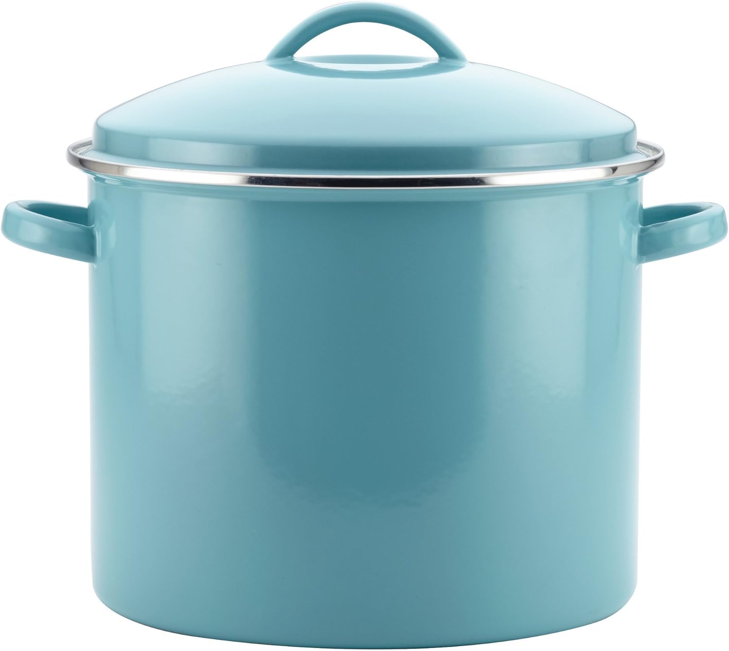 Farberware Enamel on Steel Stock Pot/Stockpot with Lid - 16 Quart, Aqua Blue