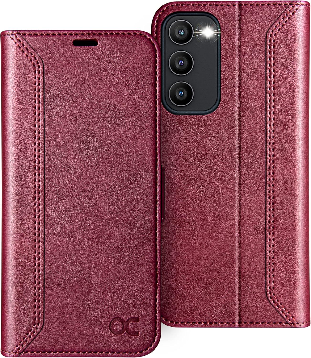 OCASE Retro Series Compatible with Galaxy S23 Plus 5G Wallet Case [Card Slots][RFID Blocking][TPU Inner Shell ][Kickstand] PU Leather Flip Folio Phone Covers 6.6 Inch (2023) -Retro Burgundy