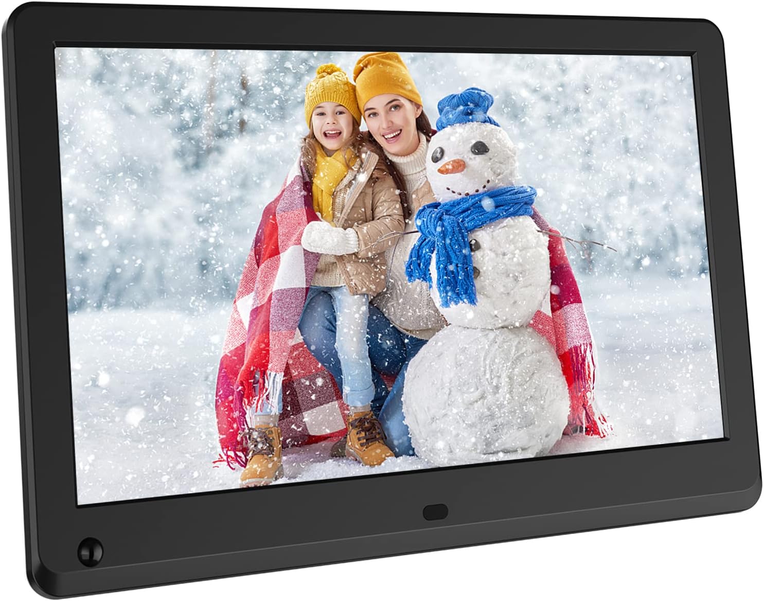 Digital Picture Frame 12 Inch with FHD 1920x1080, Support 1080P Video/Music/Slide Show/Motion Sensor/Continue Playback/Adjustable Brightness/Auto Rotate/Calendar, Black