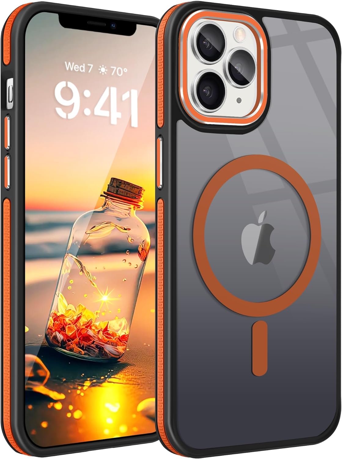 Fingic iPhone 11 Pro Max Case[Compatible with Magsafe] [Military Grade Drop Protection][with Detachable Camera Lens Protection]Anti-Fingerprint Slim Translucent Matte Case for iPhone 11 Pro Max,Orange