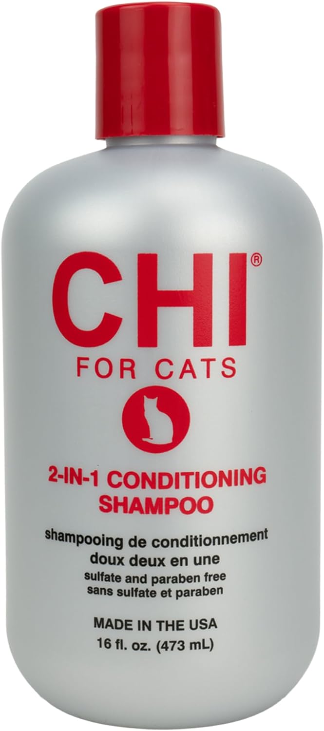 Chi for Cats 2 in 1 Shampoo and Conditioner for Cats, 16 oz | Best Cat Shampoo for Cats with Dry Skin | Sulfate & Paraben Free, pH Balanced for Cats, Made in The USA