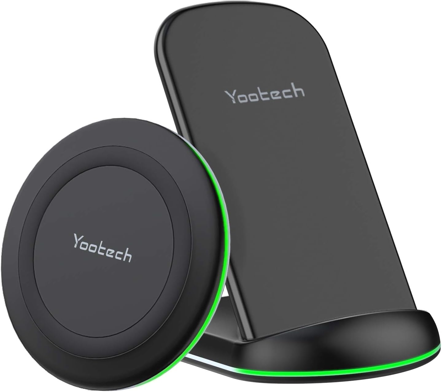 Yootech Wireless Charger,[2 Pack] 10W Max Wireless Charging Pad Stand Bundle,Compatible with iPhone 15/15 Plus/15 Pro Max/14/13/SE 2022/12/11/X/8,Galaxy S22/S21/S20, for AirPods Pro 2 (No AC Adapter)