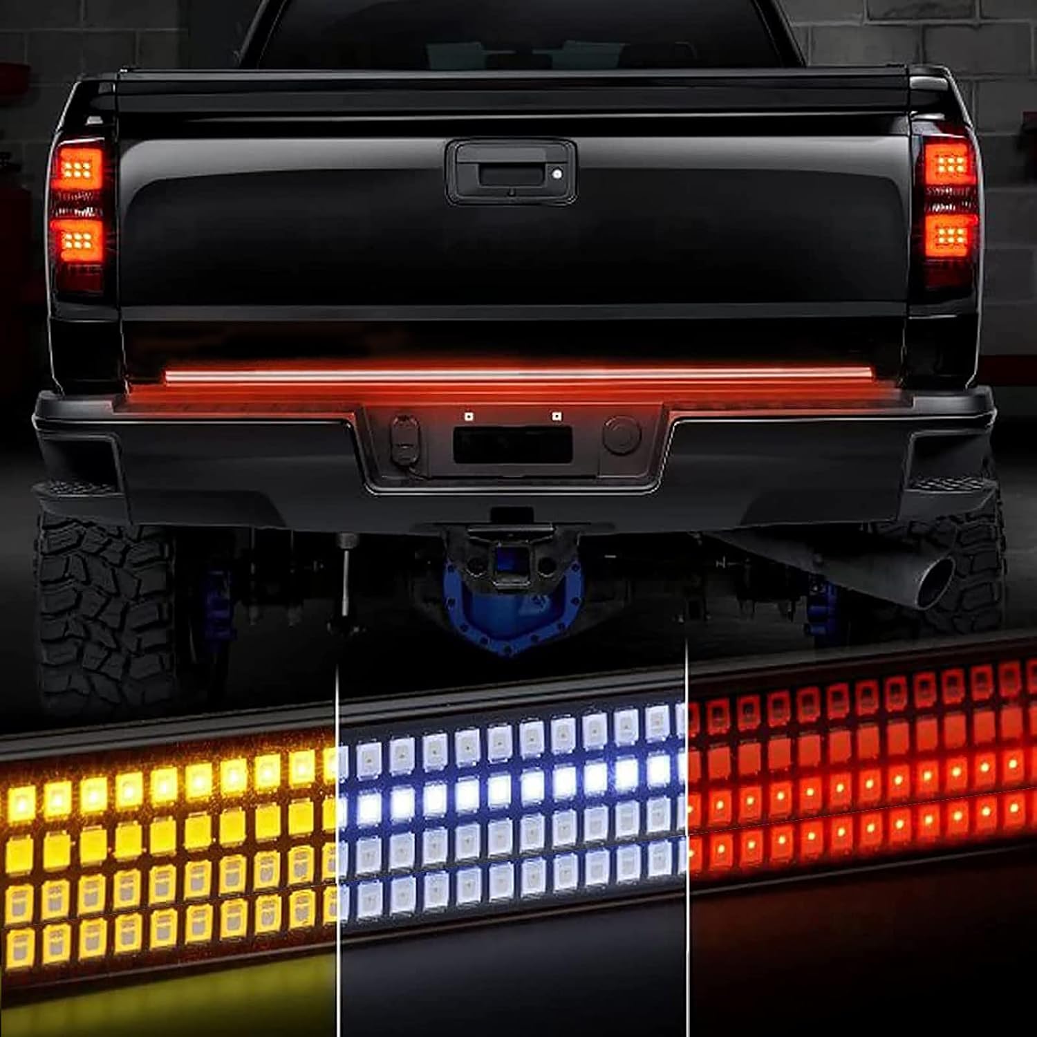 60 Inch Tailgate Light Bar Quad Row LED Tail Light Strip with Running Brake Reverse & Sequential Turn Signal