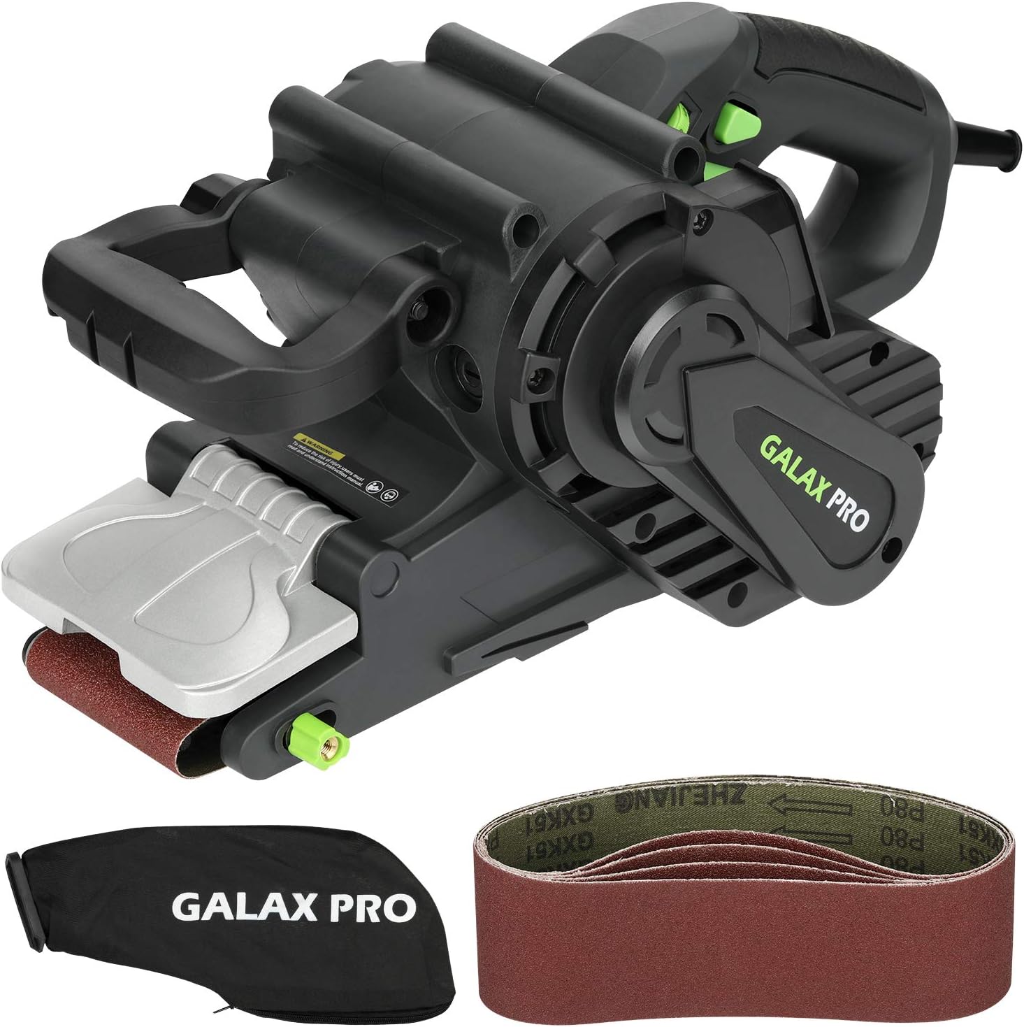 GALAX PRO 8 Amperes Belt Sander 120-380RPM with Variable Speed Settings, 5 Pieces Sanding Belts(3x21 Inch) and Dust Bag for Stock Removal