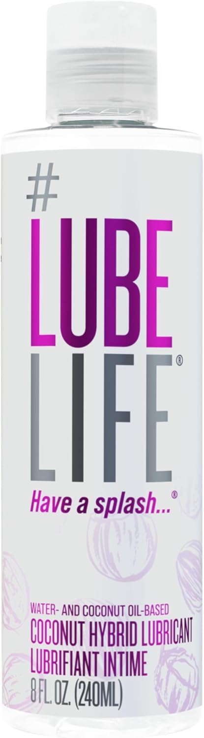 Lube Life Coconut Hybrid Lubricant, Water-Based & Coconut Oil Massage and Lube for Men, Women & Couples, 8 Fl Oz