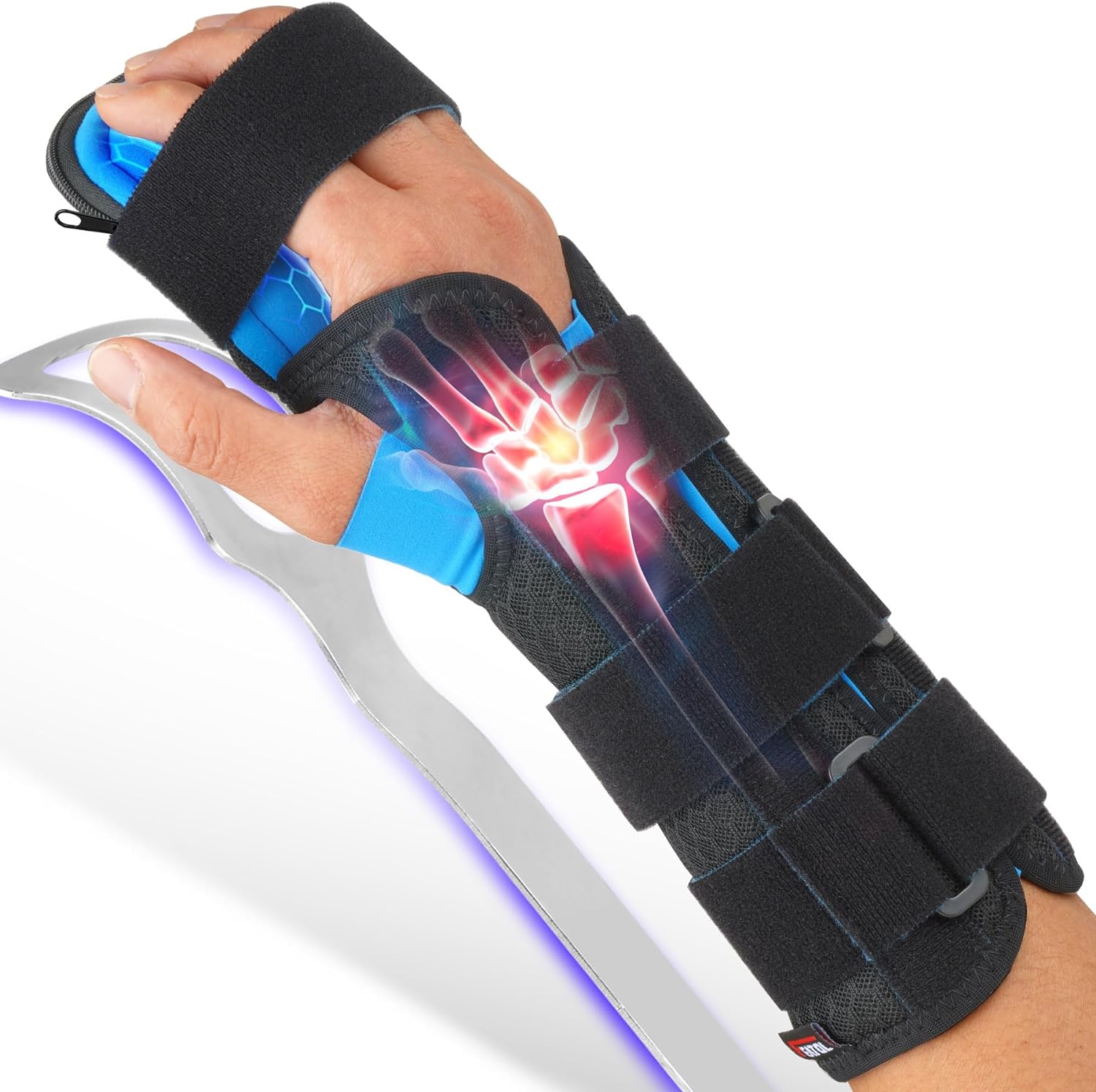 FEATOL Resting Hand Splint Stroke Hand Night Immobilizer with Removable Hand Splints- Pain Relief For Carpel Tunnel, Stroke Recovery, Arthritis, Tendinitis-Functional Support Wrist Finger Brace-Right Hand Small-For Men and Women