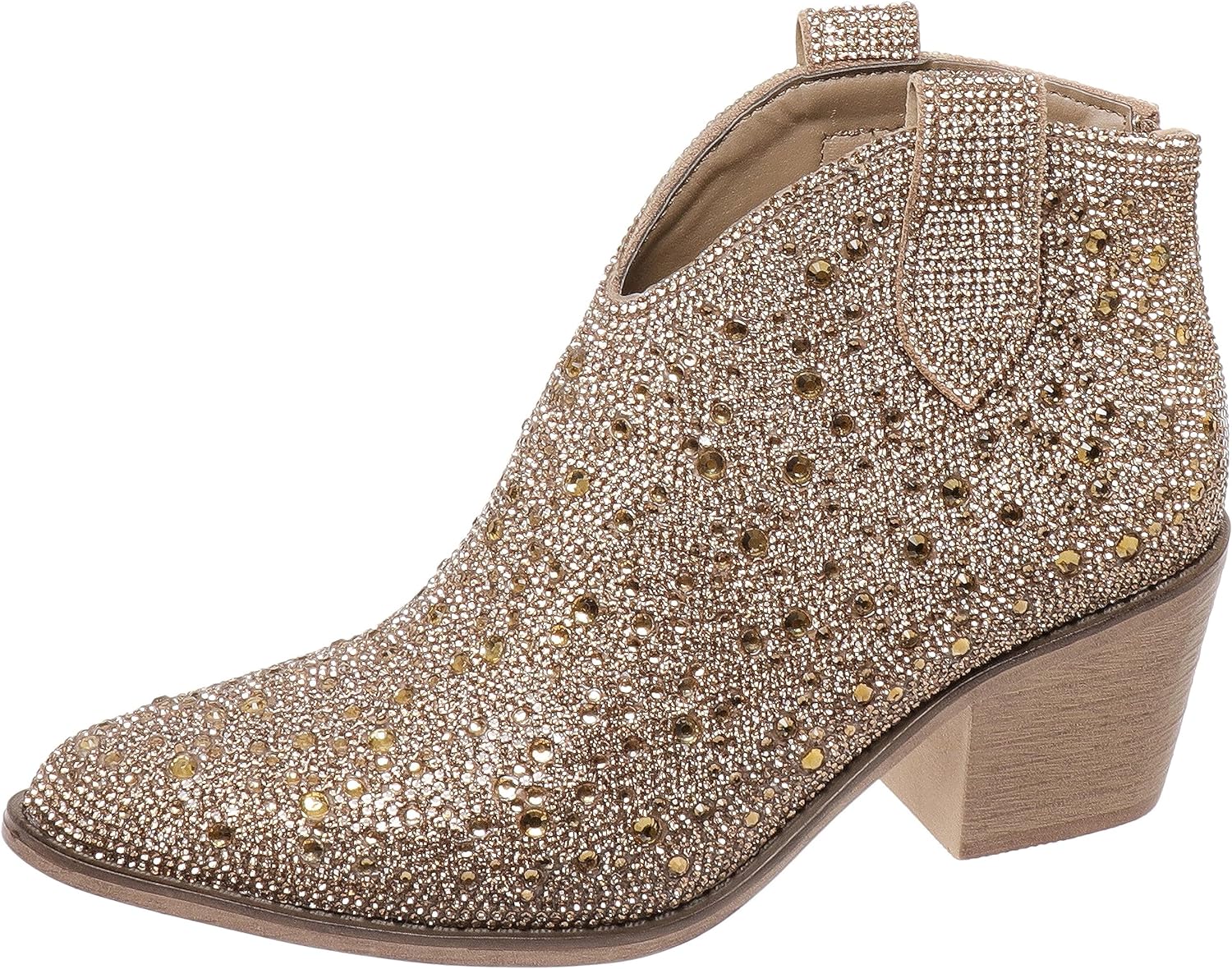 Pierre Dumas Women's Wilder-26 Rhinestone Chunky Heel Ankle Bootie