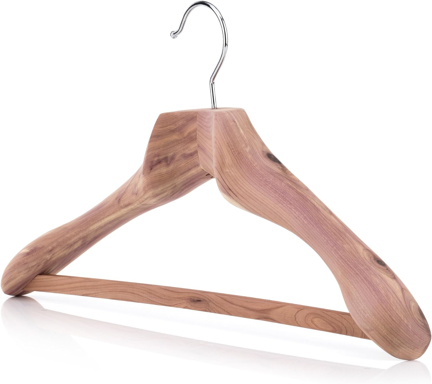 HANGERWORLD 19.7 inch Luxury Strong Cedar Wood Clothes Coat Garment Hanger with Non Slip Trouser Skirt Bar