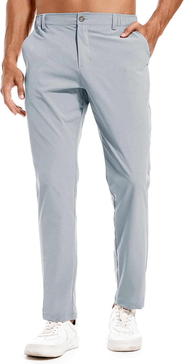 Boyzn Men' Golf Pants with 5 Pockets Lightweight Stretch Quick Dry Casual Travel Work Dress Pants Light Grey-32