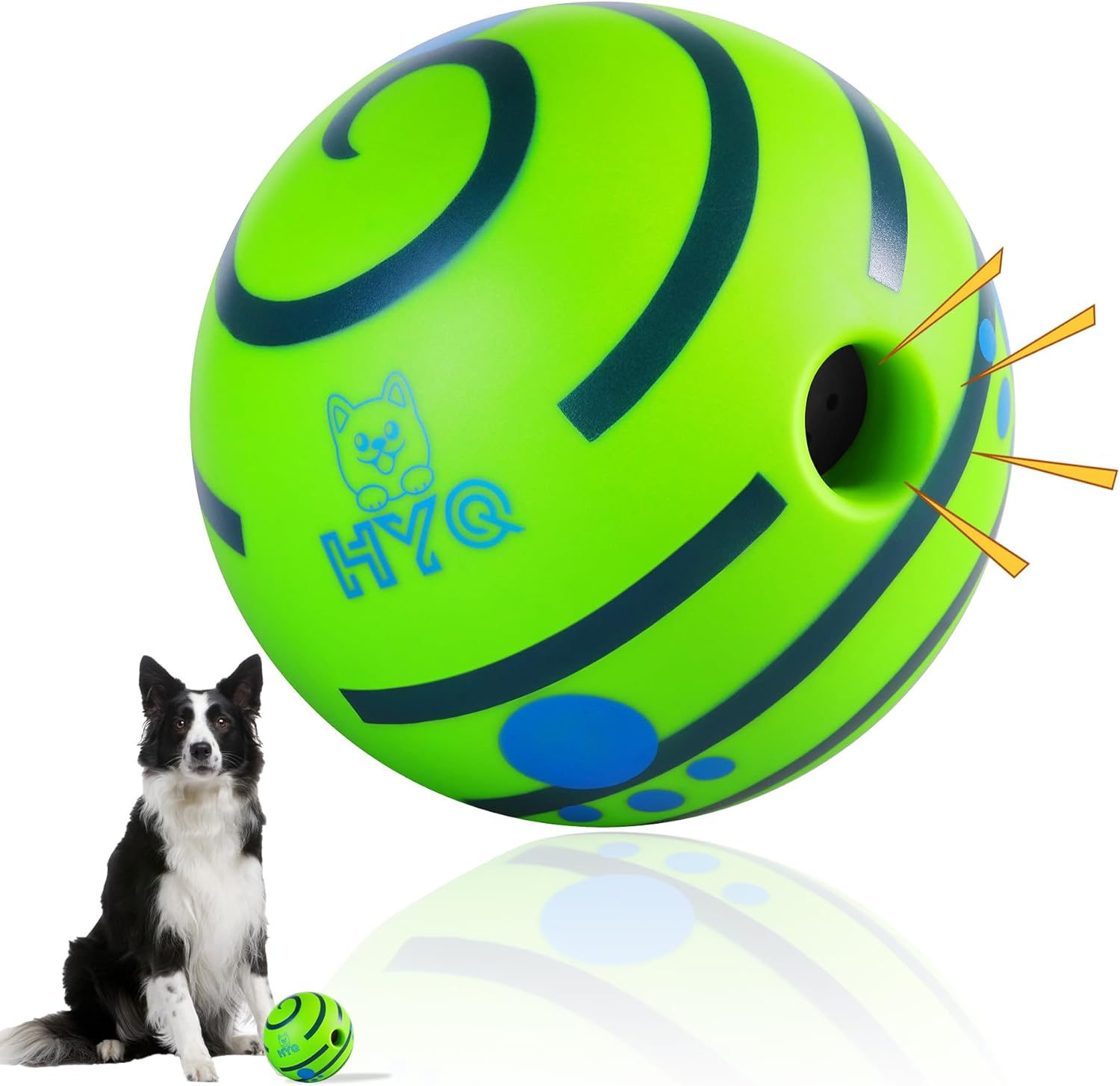 HYQ Wobble Giggle Ball for Dogs, Wiggle Ball Dog Toy, Interactive Dog Toys for Small/Medium/Large Dogs, Fun Giggle Sounds When Rolled or Shaken Perfect Dog Gift-5.51 inch