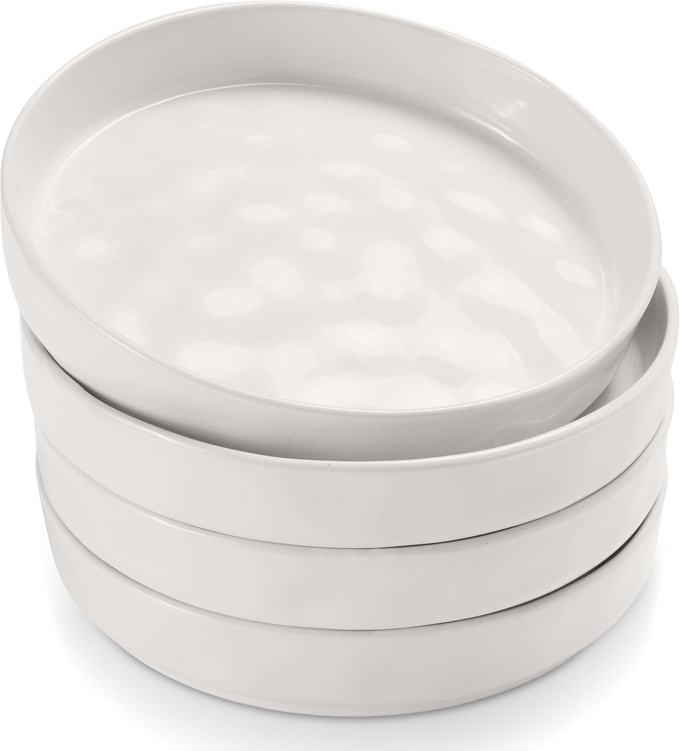 HaWare 8.25 Pasta Bowls, Large Salad Bowls Set of 4, Stoneware Dinner Bowls, 35oz Wide Shallow Bowls for Eating, Premium Serving Bowls, Stackable, Microwave and Dishwasher Safe, Speckled White