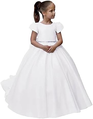 Satin Flower Girl Dress First Communion Dress Girls Wedding Dress Ball Gowns Princess Party Pageant Dress