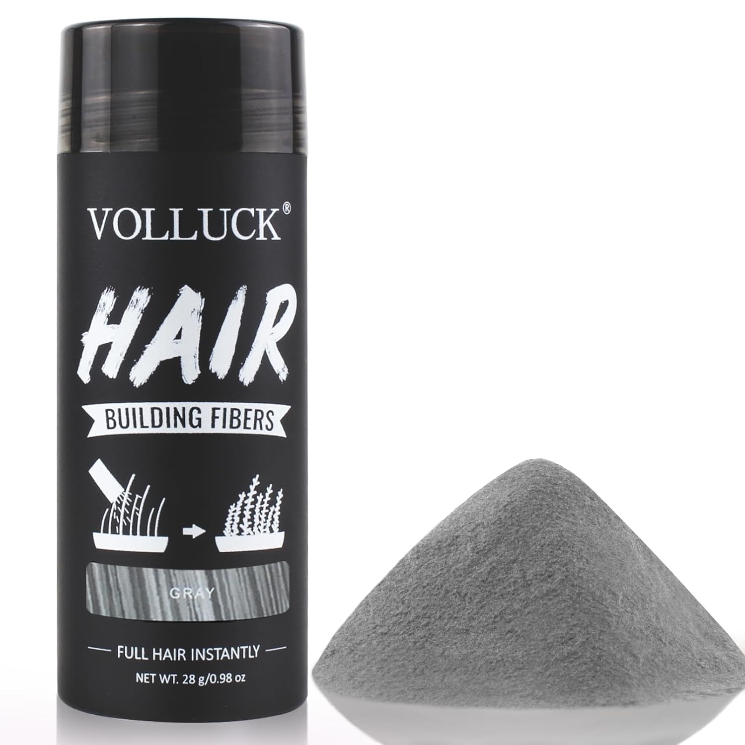 Hair Fibers for Thinning Hair for Women and Men, Hair Color for Gray Hair Coverage Thicker Fuller Hair Loss Instantly Hair Building Fibers Root Touch Up Natural Formula 29g (Gray)