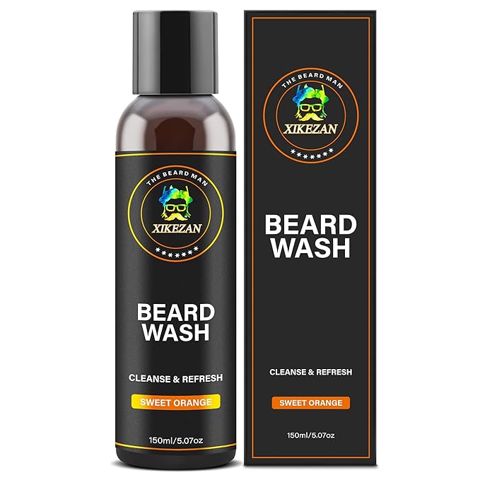 XIKEZAN Beard Wash Shampoo w/Natural Biotin Argan & Jojoba Oils Deeply Cleans Smooths Soften & Strengthens,Christmas Stocking Stuffers Father Day Gifts for Men Him Dad Boyfriend Husband