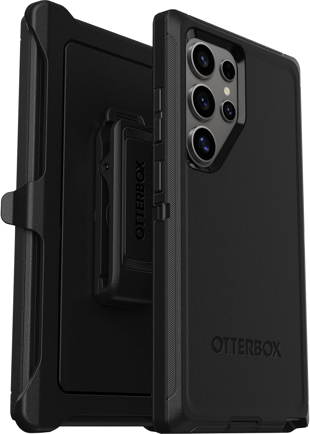 OtterBox Samsung Galaxy S24 Ultra Defender Series Case - BLACK, rugged & durable, with port protection, includes holster clip kickstand