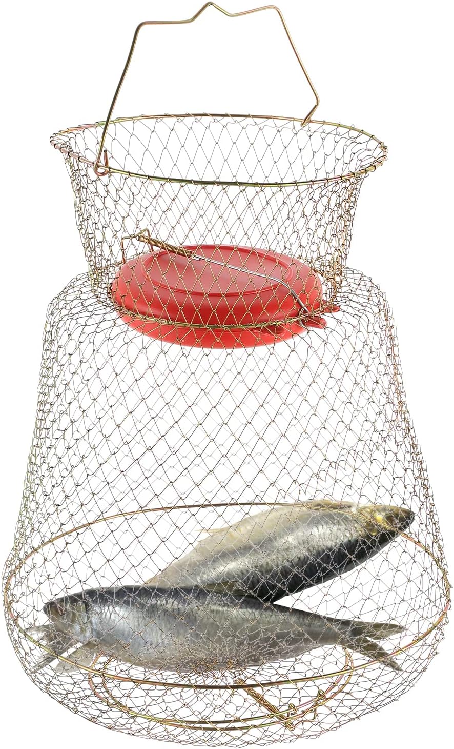 Floatable Galvanized Steel Wire Fish Baskets, Collapsible Floatable Wire Fish Baskets,Portable Fishing Basket Fishing Net Cage (1)