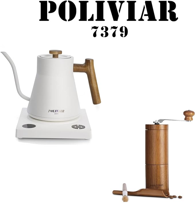 POLIVIAR Electric Gooseneck Kettle & Manual Portable Coffee Grinder