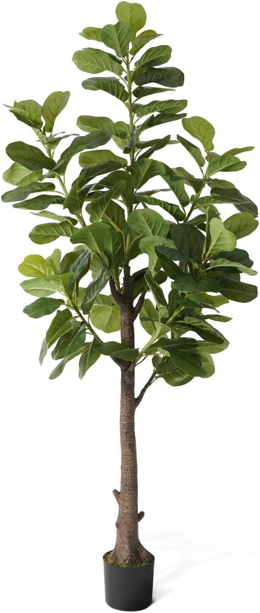 CAPHAUS Artificial Fiddle Leaf Fig Tree, 6/7 Feet in Pot with Dried Moss, for Indoor House Home Office Store, Potted Ficus Lyrata Faux Tree, Fake Plant Modern Decoration Gift for Housewarming