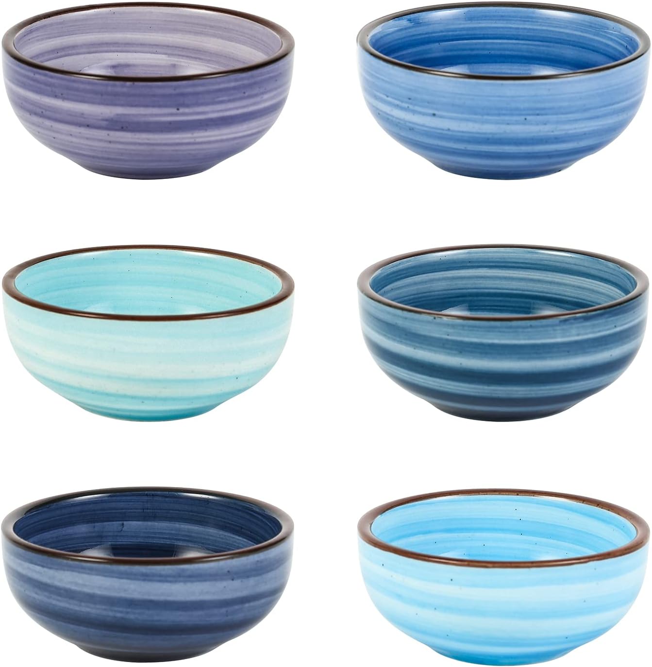 Selamica Ceramic Dipping Bowls, 2.7 Oz Soy Sauce Dish Set, Small Bowls, 3 inch Small Dip Bowls, Mini Bowls for Side Dish, Appetizers, Sushi, BBQ, Ketchup, Set of 6, Gradient Blue