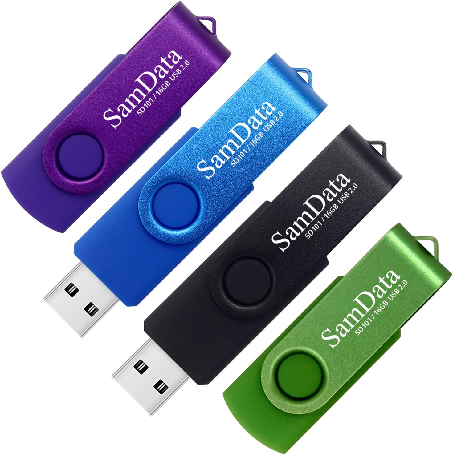 16GB USB Flash Drives 4 Pack 16GB Thumb Drives Memory Stick Jump Drive with LED Light for Storage and Backup (4 Colors: Black Blue Green Purple)