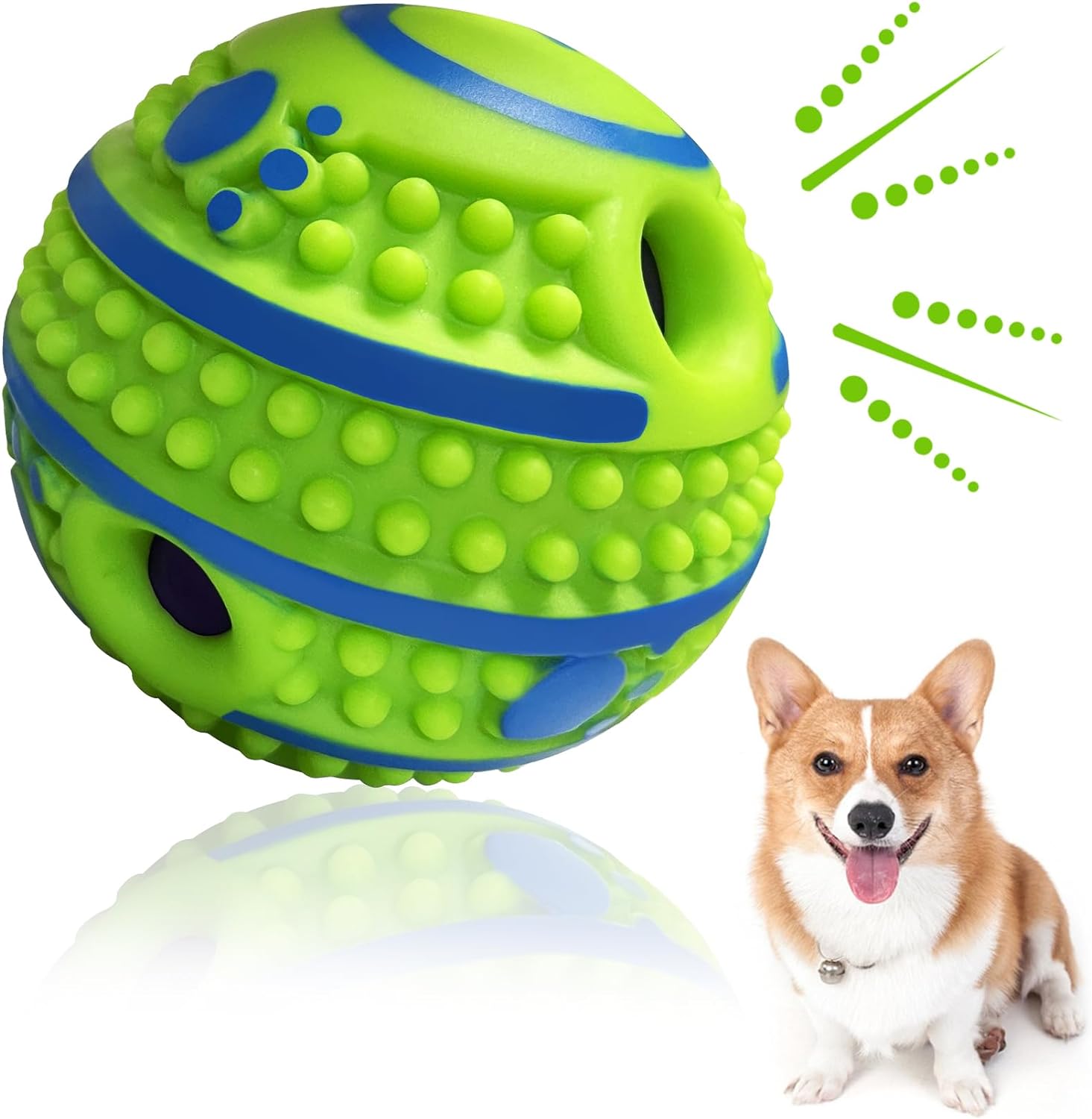 XFRJK Giggle Ball for Dogs 3.46in Spiky Dog Toy Ball Interactive Small Dog Toys Teeth Cleaning Dog Toy Ball Giggle Sounds for Playing Training for Medium Small Dogs Gift