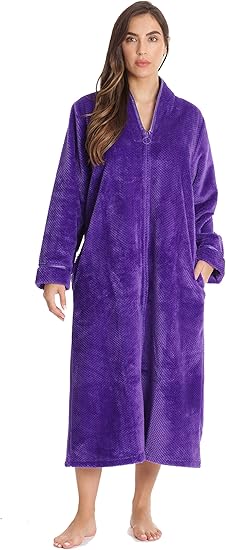 Just Love Textured Plush Zipper Lounger Robe for Women