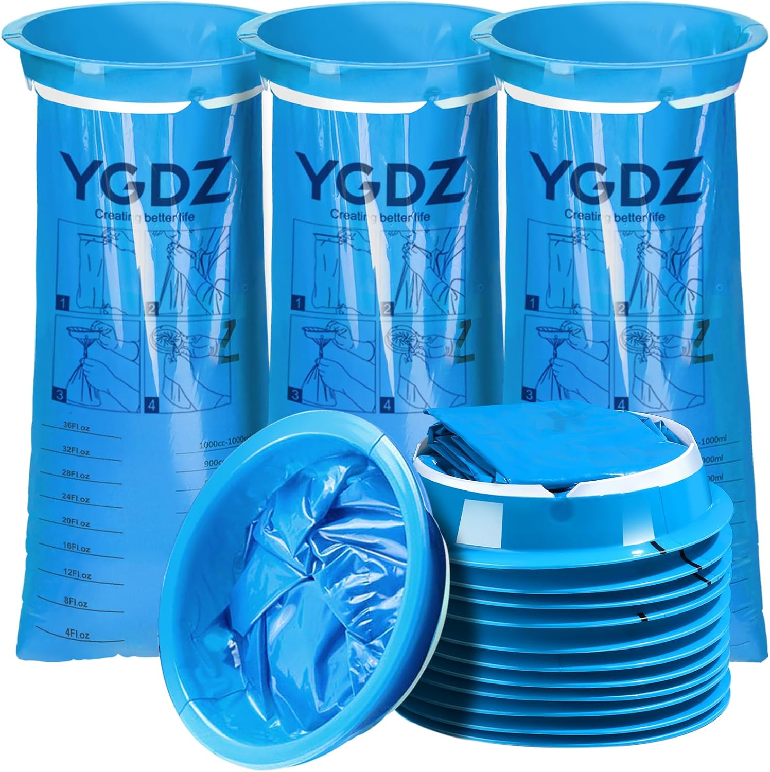 YGDZ Vomit Bags Disposable, 15 Pack Emesis Bags Disposable Barf Bags Throw Up Bags, Nausea for Travel Motion Sickness, Vomit Bags for Car, Aircraft, Kids, 1000ml