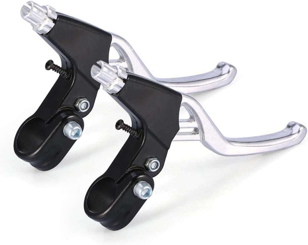 Dioche Brake Levers, Aluminium Mountain Bike Cycling Brake Level Handles Lever Set(1 Pair)(Silver)