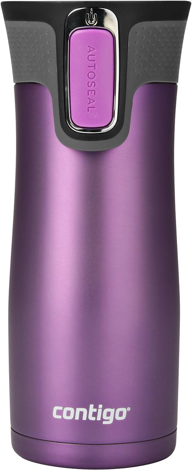 Contigo West Loop Stainless Steel Vacuum-Insulated Travel Mug with Spill-Proof Lid, Keeps Drinks Hot up to 5 Hours and Cold up to 12 Hours, 16oz Bright Lavender