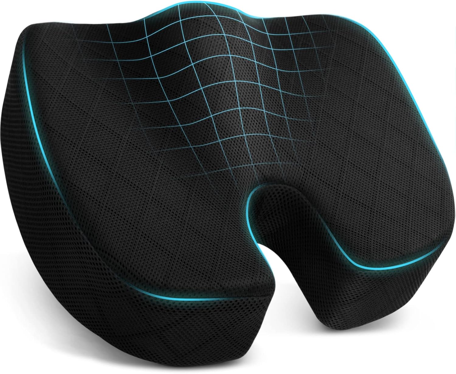 Seat Cushion, Office Chair Cushions, Car Seat Cushion, Non-Slip Sciatica & Back Coccyx Tailbone Pain Relief Chair Pad for Computer Desk, Wheelchair, Driving (Black, X-Large)