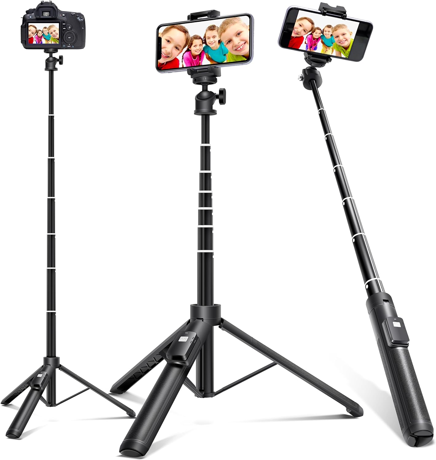 BZE Selfie Stick,Long Extendable Selfie Stick Tripod,Phone Tripod with Wireless Remote Shutter,Group Selfies/Live Streaming/Video Recording Compatible with All Cellphones