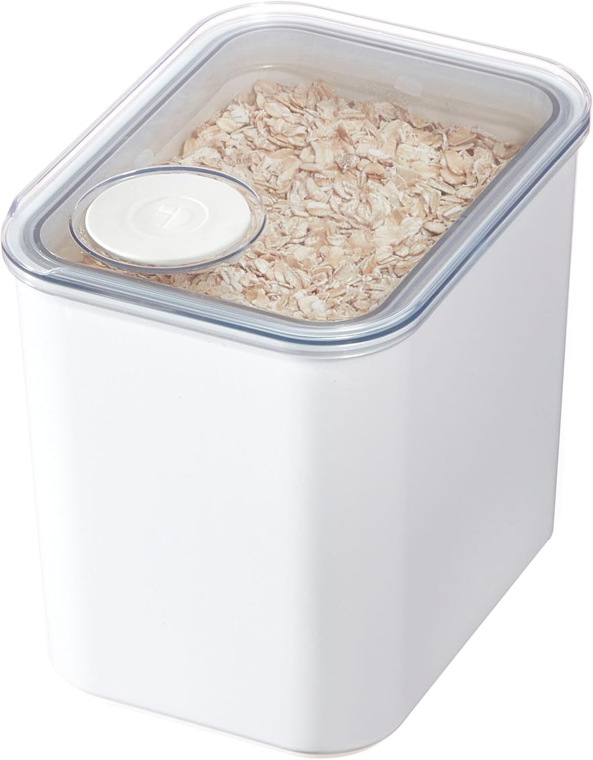 iDesign Recycled Plastic Medium Dry Goods Kitchen Canister with Airtight Lid  6.34 L x 4.79 W x 5.87 H, White