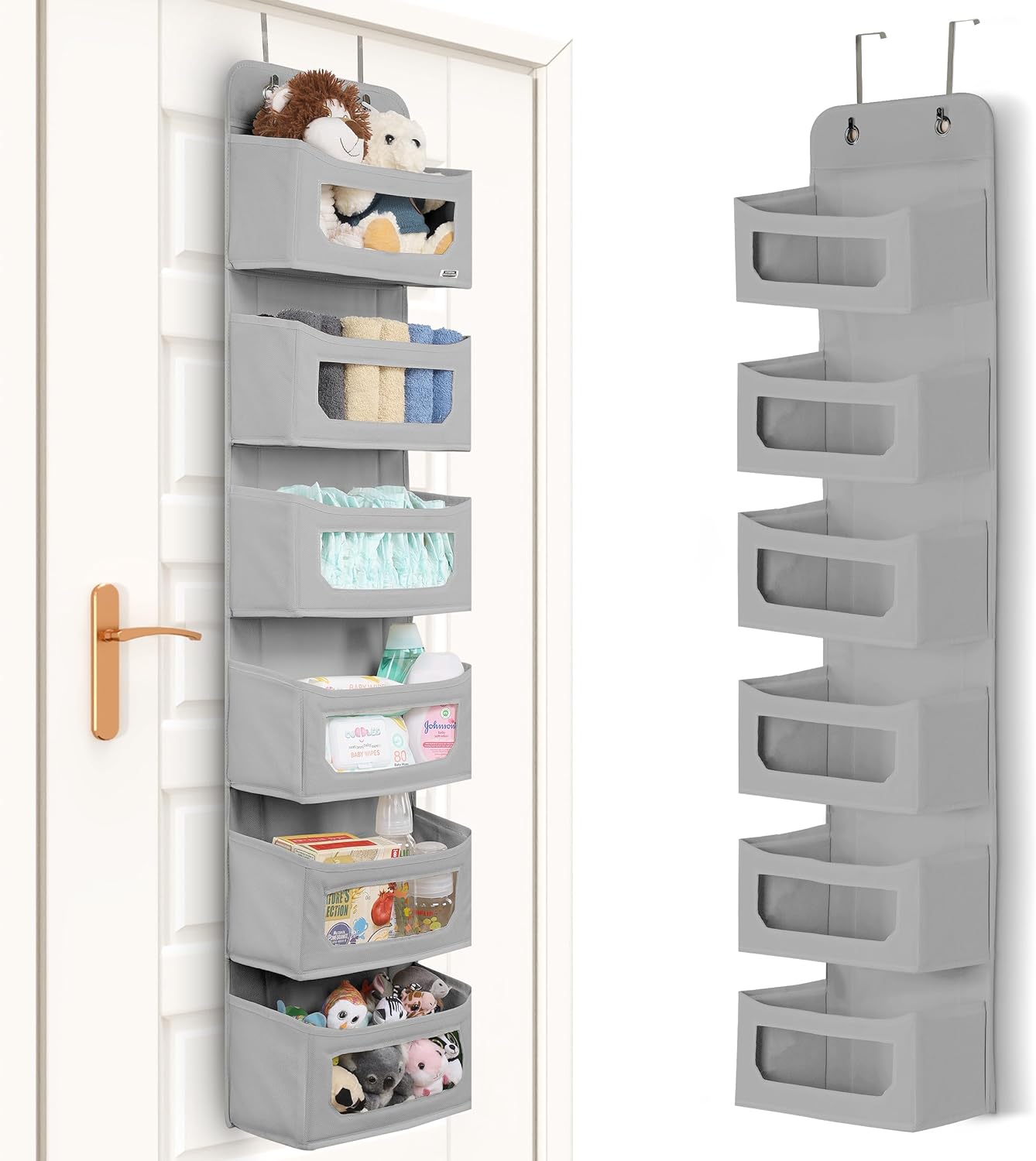 Utopia Home 6 Shelf Hanging Closet Organizers and Storage Organizer for Closet, RV Baby Kids Closet Door Organizers and Storage, Over The Door Organizer Nursery, Bedroom, Grey